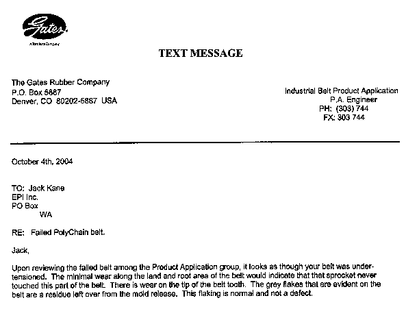 Gates Analysis of Broken Belt